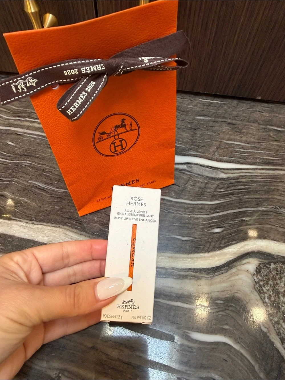 Hermes Orange Gift Bag with Brown Ribbon